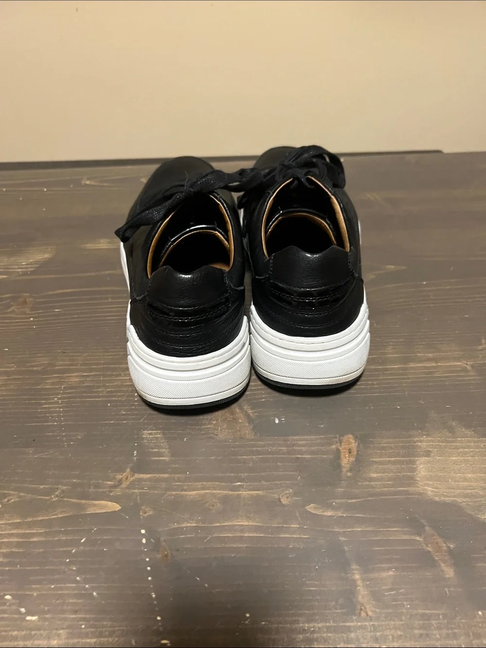Johnston & Murphy Black Leather Sneakers with White Sole
